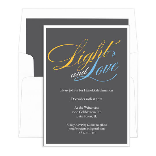 Dark Grey Script Light and Love Invitations